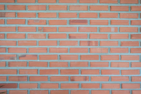 Red block and concrete wall texture, concrete, materialの写真素材