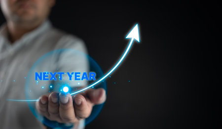 Goals next year. Planning, opportunity, challenge and business strategy. New goal for next year. Start new year. Planning, opportunity, challenge, business strategy. New goal for Next Year.の写真素材