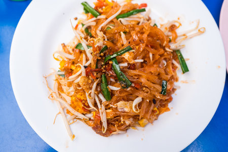 Pad Thai is delicious Thai food. Most popular fried noodle yummy Thai Street Food. Thailand favorites foodの写真素材