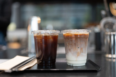 Ice americano and cafe latte, summer drink concept