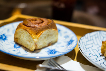 Closeup of cinnamon rollsの写真素材