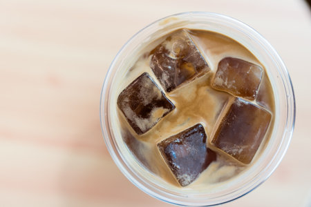 Tasty cold Americano coffee with full of ice cubes, perfect for summer refreshmentの写真素材