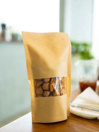 Snacks in a ziplock bag on wood table