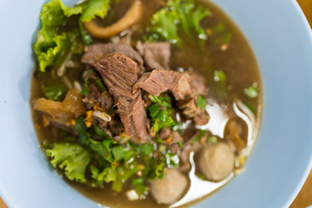 Top view of stewed beef and offal soupの写真素材