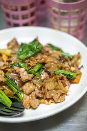 A classic plate of Thai stir fried noodles. Thai called Pad See Ewの写真素材