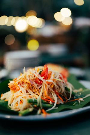 Thai food style papaya salad spicy. Called Som Tam Thai