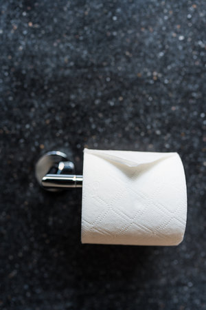 Front view of roll of toilet paper.の写真素材