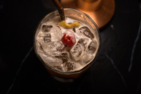 Alcoholic cocktail drinks. Top viewの写真素材