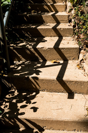 Old concrete stairs to mountain.