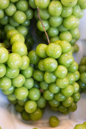 fresh green grapes sale in the market. Close upの写真素材