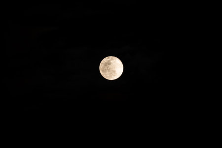 A large moon is in the sky