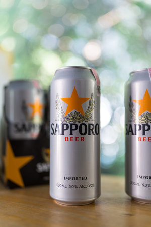 Bangkok, Thailand - March 15, 2026 : A can of Sapporo beer. It is the oldest beer brand in Japan.