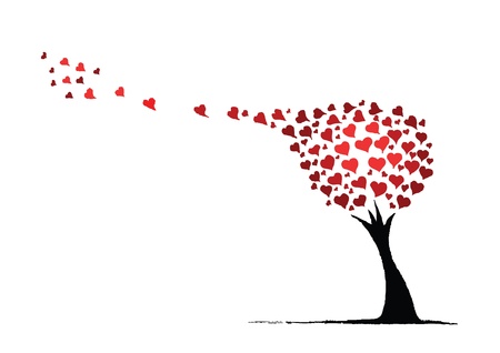 Tree of hearts blowing in the windのイラスト素材