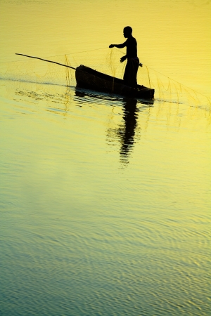 Traditional Fisherman Silhouetteの写真素材