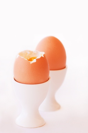 Boiled eggs isolated on whiteの写真素材