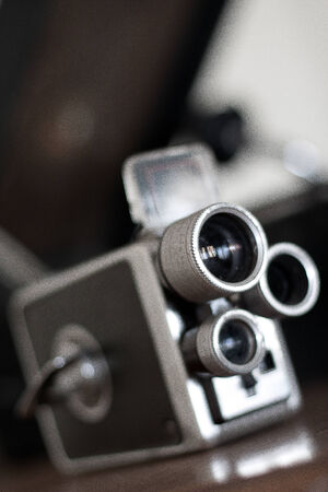 Close up of an old retro cameraの写真素材