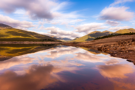 Beautiful Scottish Lake with reflectionsの写真素材