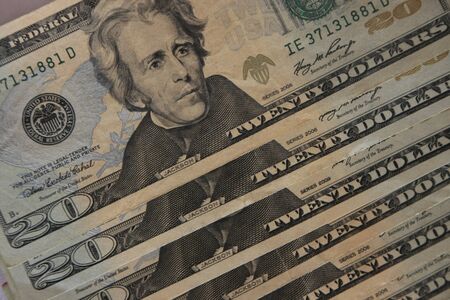 Small pile of american moneyの写真素材