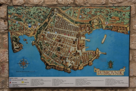 Map of old town of Dubrovnik, Croatia