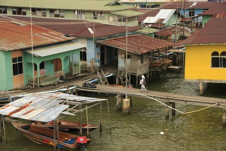 Kampong Ayer, Bandar Seri Begawan, Brunei, Southeast Asiaのeditorial素材