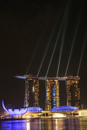 Light show at Marina Sand Bay Resort, Singaporeのeditorial素材