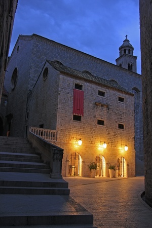 Old town at night, Dubrovnik, Croatiaの写真素材