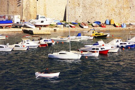 Old Harbour at Dubrovnik, Croatiaの写真素材