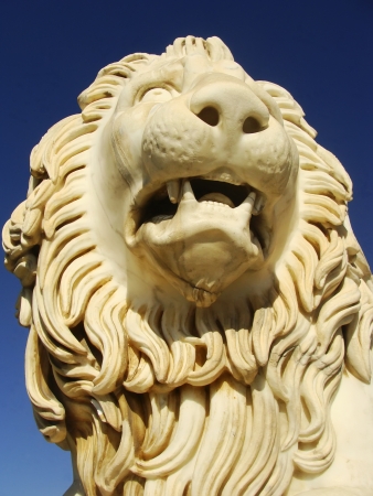 Sculptire of Medici lion, southern facade of Vorontsov palace, Alupka, Crimea, Ukraineの写真素材