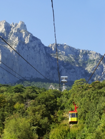 Cable car to Ai-Petri summit, Crimea peninsula, Ukraineの写真素材