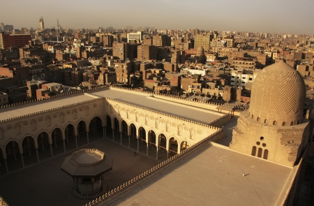 View of old Cairo form Mosque minaret, Egyptの写真素材