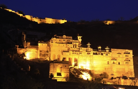 Bundi Palace at night, Rajasthan, Indiaのeditorial素材
