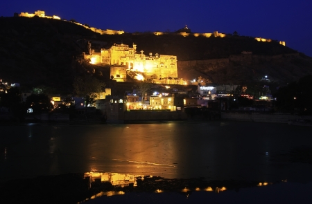 Bundi Palace at night, Rajasthan, Indiaのeditorial素材