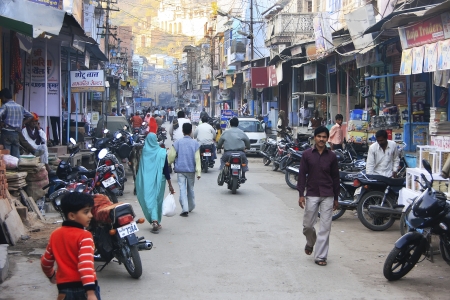 Narrow street of old town, Bundi, Rajasthan, Indiaのeditorial素材