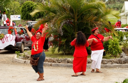 People celebrate arriving Fuifui Moimoi on Vavau island, Tongaのeditorial素材
