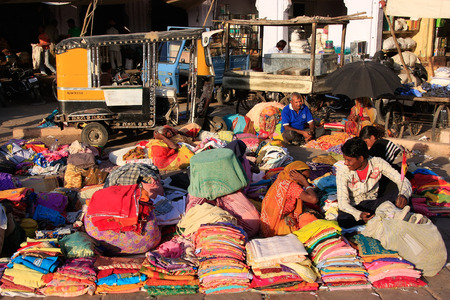 Indian people selling cloth, Sadar Market, Jodhpur, Rajasthan, Indiaのeditorial素材