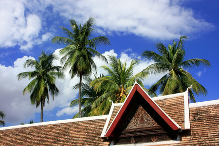 Roof detail of Wat Si Saket in Vientiane, Laosの写真素材