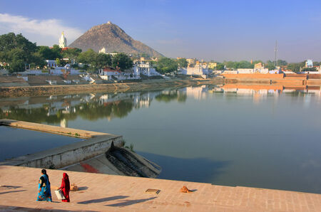Pushkar lake and temples, Rajasthan, Indiaのeditorial素材