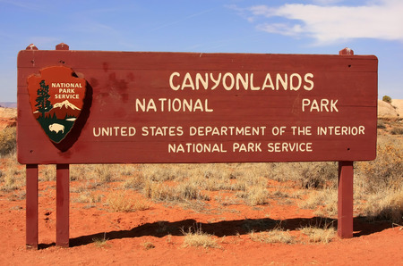 Canyonlands National Park sign, Utahのeditorial素材