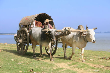 Tourist taxi in Mingun, Mandalay region, Myanmarのeditorial素材