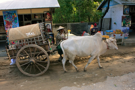 Tourist taxi in Mingun, Mandalay region, Myanmarのeditorial素材