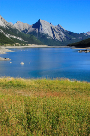 Medicine lake, Jasper national park, Alberta, Canadaの写真素材