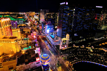 Aerial view of Las Vagas strip at night, Nevada, USAのeditorial素材