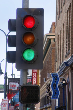 Traffic light in the street of Reno, Nevada, USAのeditorial素材
