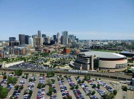 Skyline of Denver in Colorado, USA.  Denver is the most populous city in Colorado.のeditorial素材
