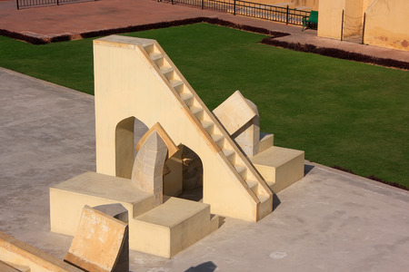 Astronomical Observatory Jantar Mantar in Jaipur, India.  It is a collection of 19 instruments, built by the Rajput king Sawai Jai Singh.のeditorial素材