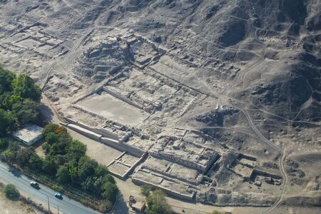 Aerial view of ancient ruins near Nasca in Peru.の写真素材