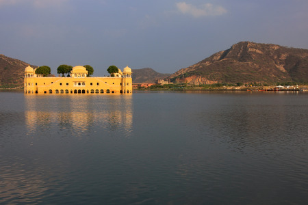 Jal Mahal and Man Sagar Lake in Jaipur, Rajasthan, India. Jal Mahal was built in the Rajput and Mughal styles.のeditorial素材