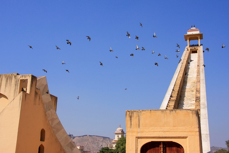 Astronomical Observatory Jantar Mantar in Jaipur, India.  It is a collection of 19 instruments, built by the Rajput king Sawai Jai Singh.のeditorial素材