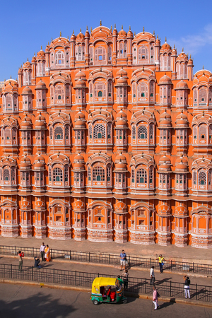 Hawa Mahal - Palace of the Winds in Jaipur, Rajasthan, India. It was designed by Lal Chand Ustad in the form of the crown of Krishna, the Hindu god.のeditorial素材