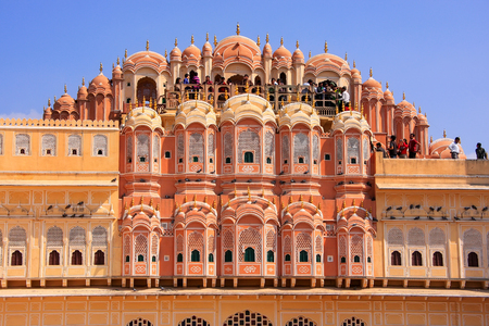Interior of Hawa Mahal - Palace of the Winds in Jaipur, Rajasthan, India. It was designed by Lal Chand Ustad in the form of the crown of Krishna, the Hindu god.のeditorial素材